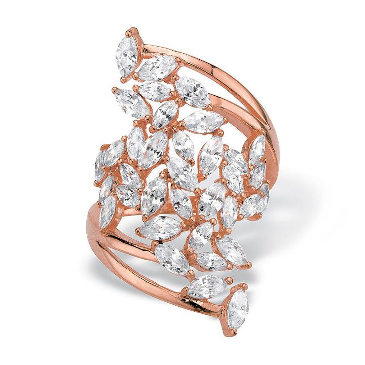 Diamonart Womens 4 1/4 Ct. T.w. Cubic Zirconia White 14k Rose Gold Over Silver Cocktail Ring