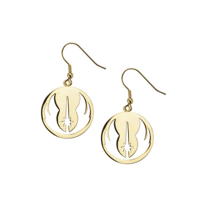 Star Wars Gold Ion-plated Stainless Steel Jedi Order Drop Earrings