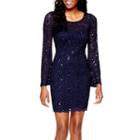 My Michelle Bell-sleeve Scalloped-hem Glitter Lace Dress- Juniors