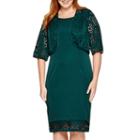 Maya Brooke 3/4-sleeve Laser Cut Jacket Dress - Plus