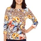 Alfred Dunner El Dorado 3/4-sleeve Floral Patch Top