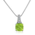 Womens Genuine Green Peridot 14k Gold Over Silver Pendant Necklace