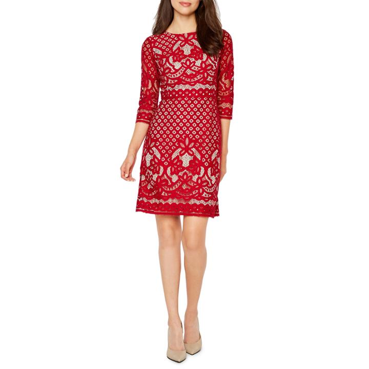 Danny & Nicole 3/4 Sleeve A-line Dress