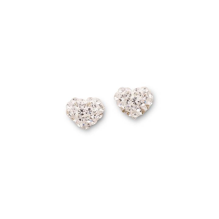 Silver Treasures Crystal Heart Stud Earrings