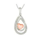 1/10 Ct. T.w. Diamond Sterling Silver & 10k Rose Gold Heart Teardrop Pendant Necklace