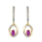 1/10 Ct. T.w. Lab Created Red Ruby 10k Gold Drop Earrings