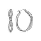 Diamond Glamour&trade; Diamond- And Crystal-accent Sterling Silver 28mm Infinity Hoop Earrings