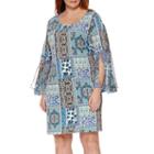 Rn Studio By Ronni Nicole Long-sleeve Print Shift Dress - Plus