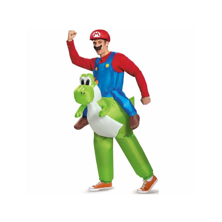 Super Mario Bros: Inflatable Adult Mario Riding Yoshi Costume - One Size Fits Most