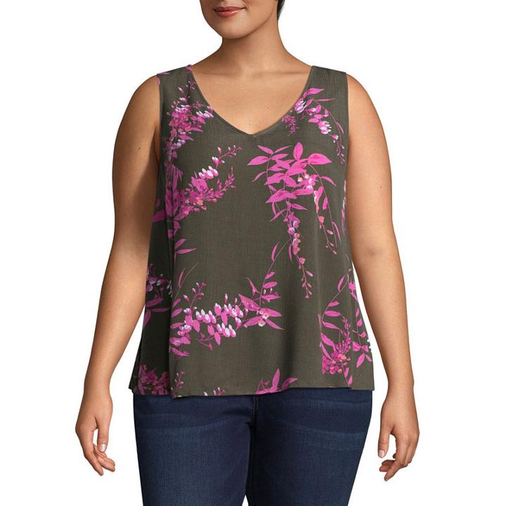 A.n.a Woven Floral Tank Top - Plus
