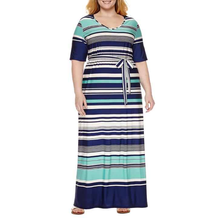 R & K Originals Elbow Sleeve Maxi Dress-plus
