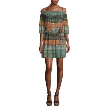 Byer California 3/4 Sleeve Peasant Dress-juniors