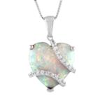 Womens Lab Created Multi Color Opal Heart Pendant Necklace