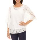 Lark Lane Elbow Sleeve Scoop Neck Lace Blouse