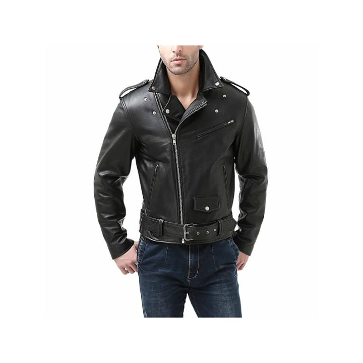 Classic Cowhide Leather Leather Motorcycle Jacket Tall