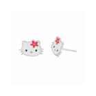 Hello Kitty Sterling Silver Flower Head Stud Earrings