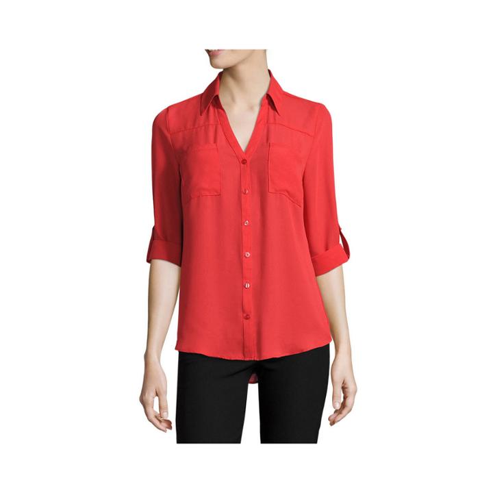 By & By 3/4-sleeve Button-up Woven Shirt - Juniors