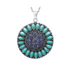 Enhanced Turquoise & Dyed Blue Lapis Sterling Silver Medallion Pendant Necklace
