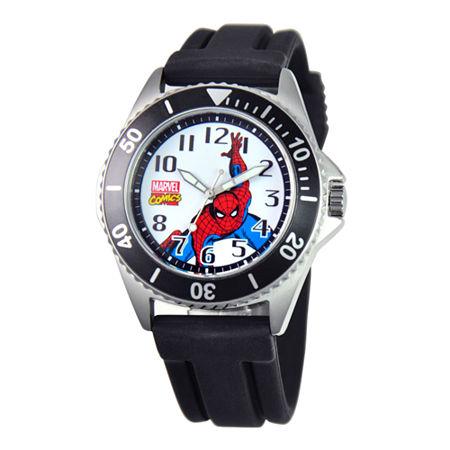 Disney Honor Mens Spiderman Black Silicone Strap Watch