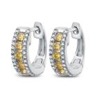 1/2 White And Color Enhanced Yellow Diamond White Gold Hoop Earring