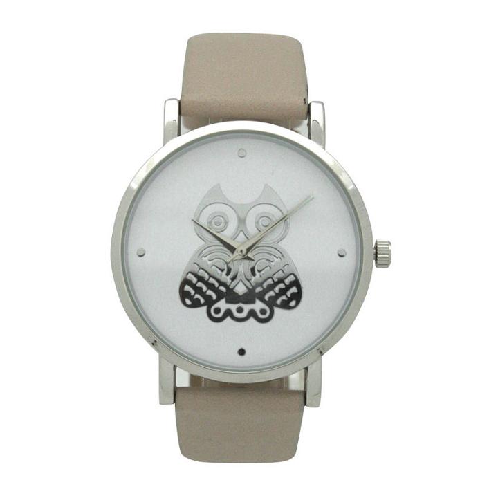Olivia Pratt Owl Womens Brown Strap Watch-a917349taupe