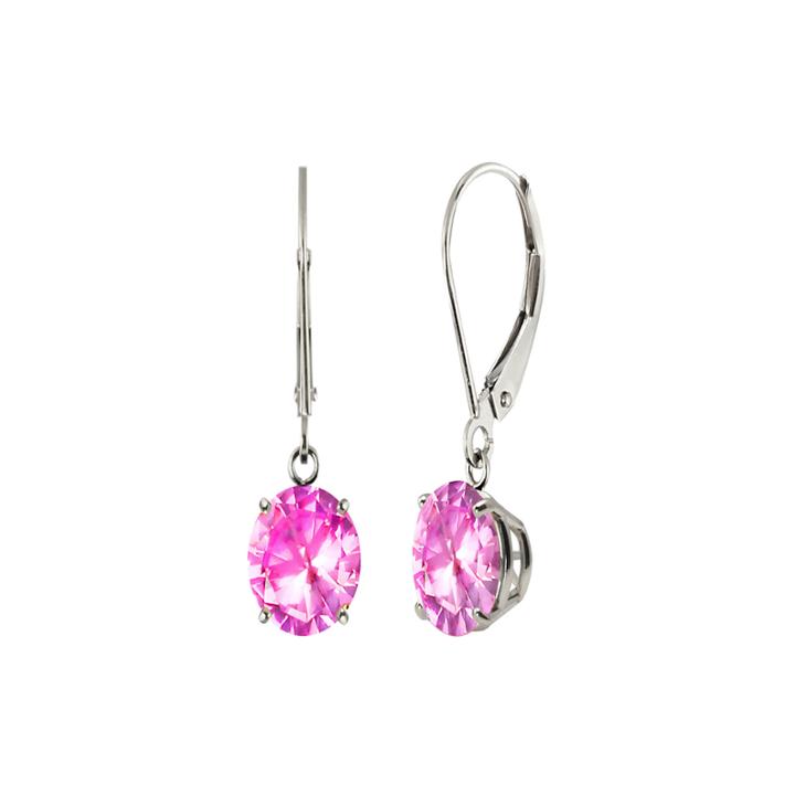 Round Lab-created Pink Sapphire Sterling Silver Earrings