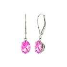 Round Lab-created Pink Sapphire Sterling Silver Earrings