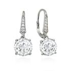 White Sapphire Sterling Silver Round Drop Earrings