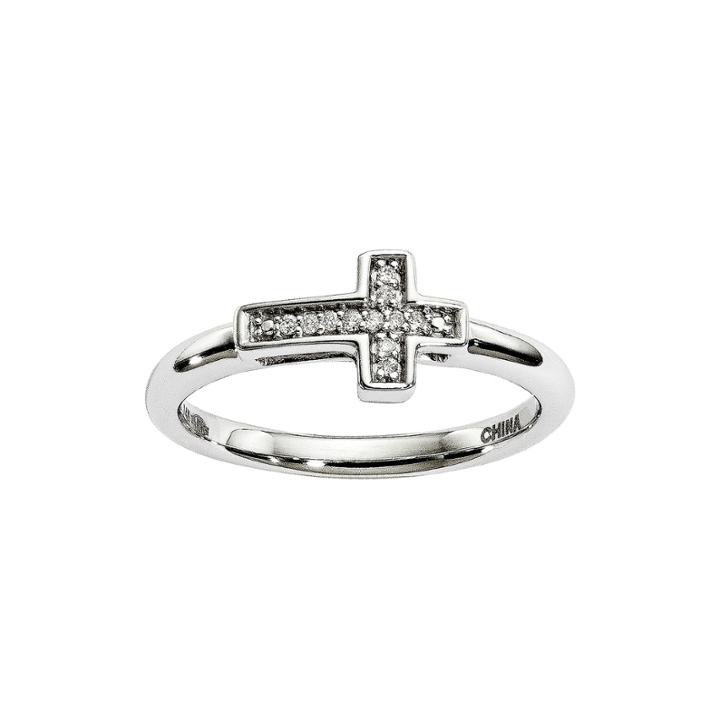 Diamond Accent 14k White Gold Cross Ring
