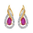 1/7 Ct. T.w. Lab Created Red Ruby 10k Gold Pear Drop Earrings