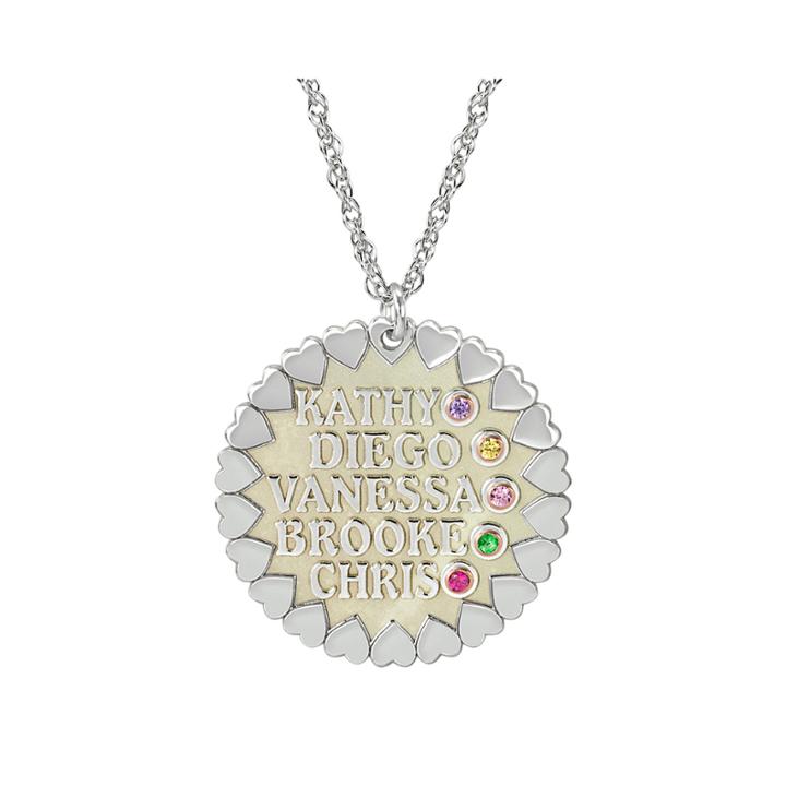 Personalized Child Name Birthstone Cubic Zirconia Pendant Necklace
