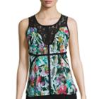 Nicole By Nicole Miller Sleeveless Lace-trimmed Top
