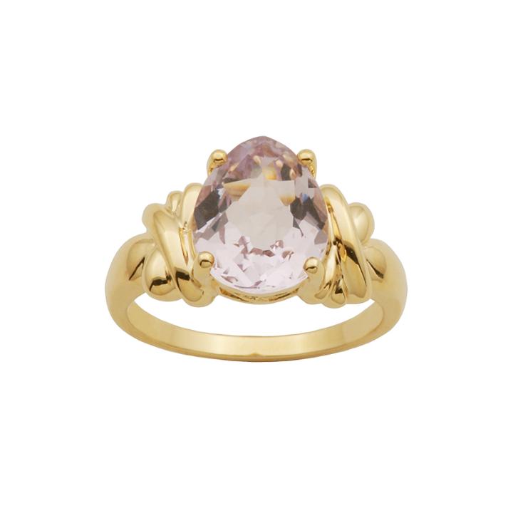 Pear-shaped Color-enhanced Pink Quartz Ring