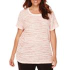 Liz Claiborne Short-sleeve Stretch Boucle Sweater - Plus