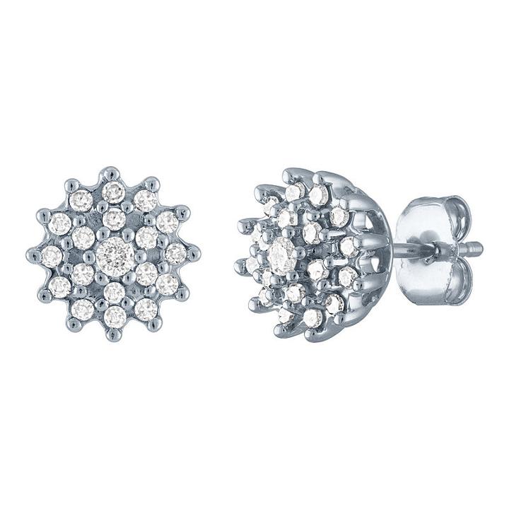 1/3 Ct. T.w. Genuine White Diamond 10k White Gold 8.5mm Stud Earrings