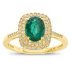 Womens Genuine Green Emerald 10k Gold Cocktail Ring