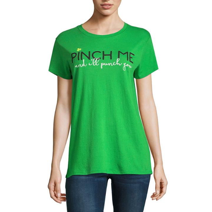 City Streets Pinch Me Short Sleeve Graphic T-shirt- Juniors