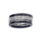 1/5 Ct. T.w. Diamond, Black Ceramic And Sterling Silver Wedding Band