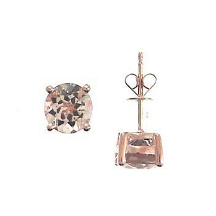 Genuine Pink Morganite 14k Rose Gold 7mm Stud Earrings