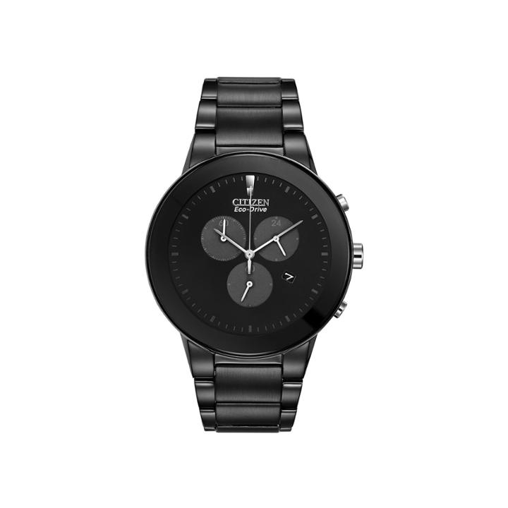 Citizen Eco-drive Axiom Mens Black Chronograph Watch At2245-57e