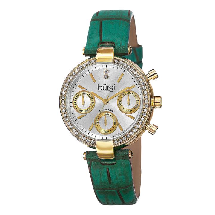 Burgi Unisex Green Strap Watch-b-129gn