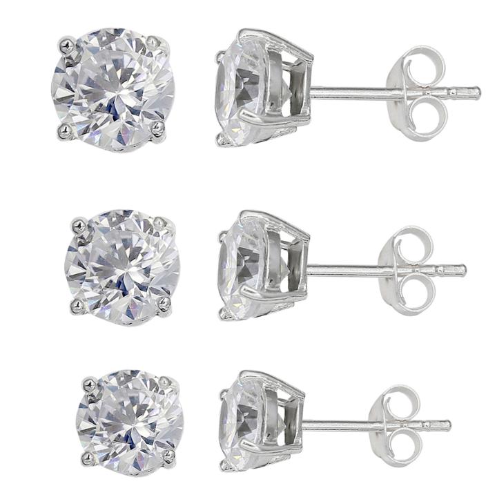 Silver Enchantment&trade; Cubic Zirconia Sterling Silver 3-pr. Stud Earrings