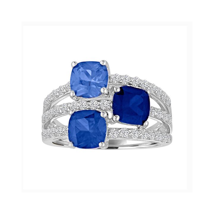 Lab Created Blue & White Sapphire Sterling Silver Ring