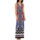 Studio 1 Sleeveless Surplice Neck Print Maxi Dress