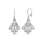 Sterling Silver Diamond-cut Scallop Drop Earrings