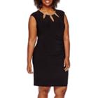 Scarlett Sleeveless Embellished Cut-out Neck Ruched Dress - Plus