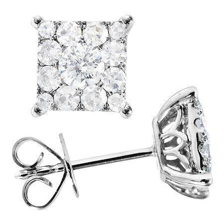 1/2 Ct. T.w. Diamond Cluster Earrings 14k White Gold