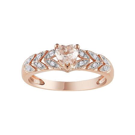 Pink Morganite Heart & Diamond Accent Ring