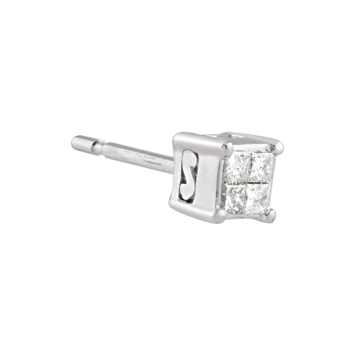 10k White Gold Diamond-accent Half Stud Earring