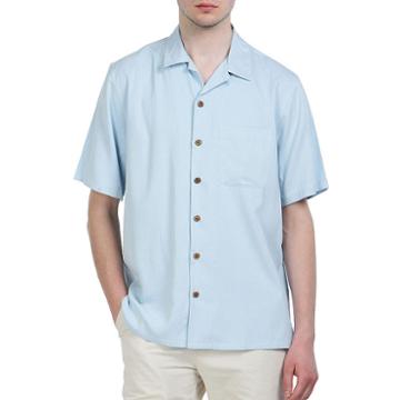 Sandals Cay Men's Small Checkered Pattern Silk Camp Shirt